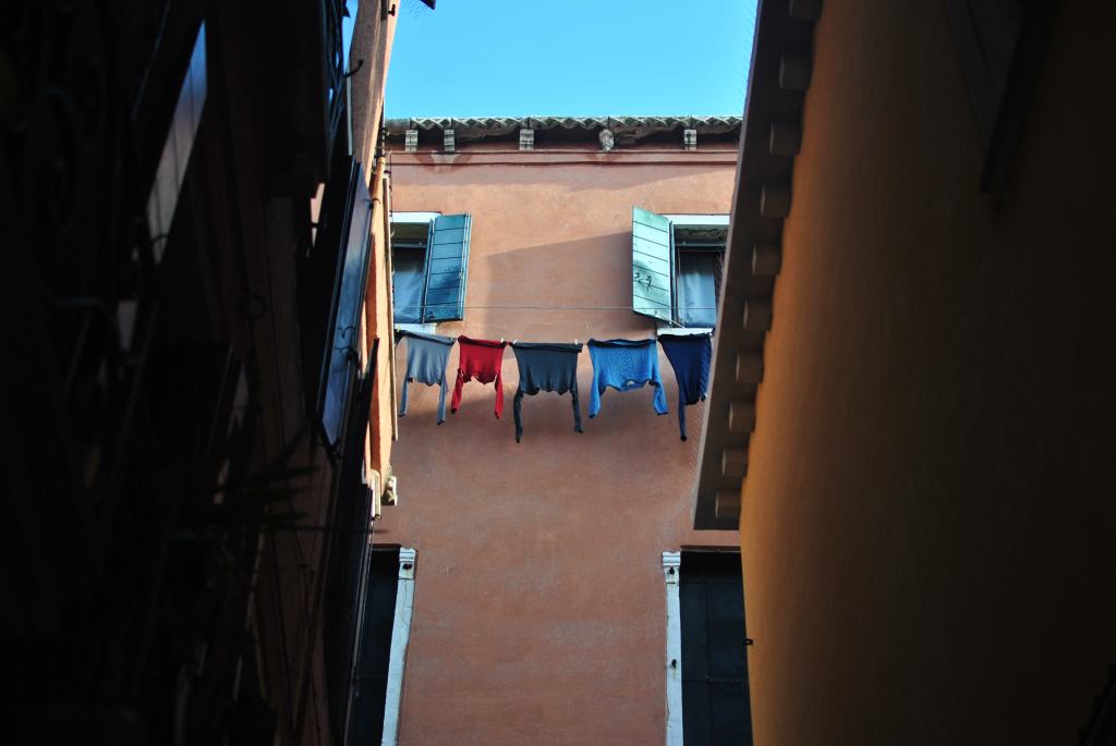 Washing line hanging in Venice, Italy 