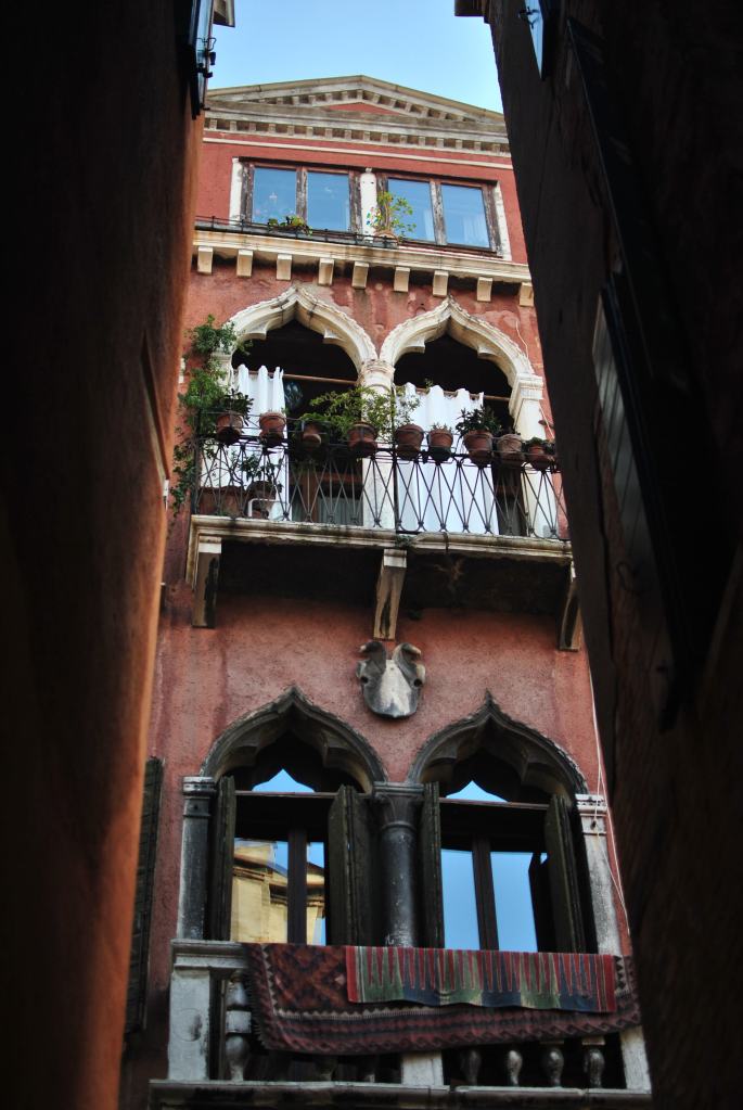 Architecture in Venice with teardrop windows, Italy